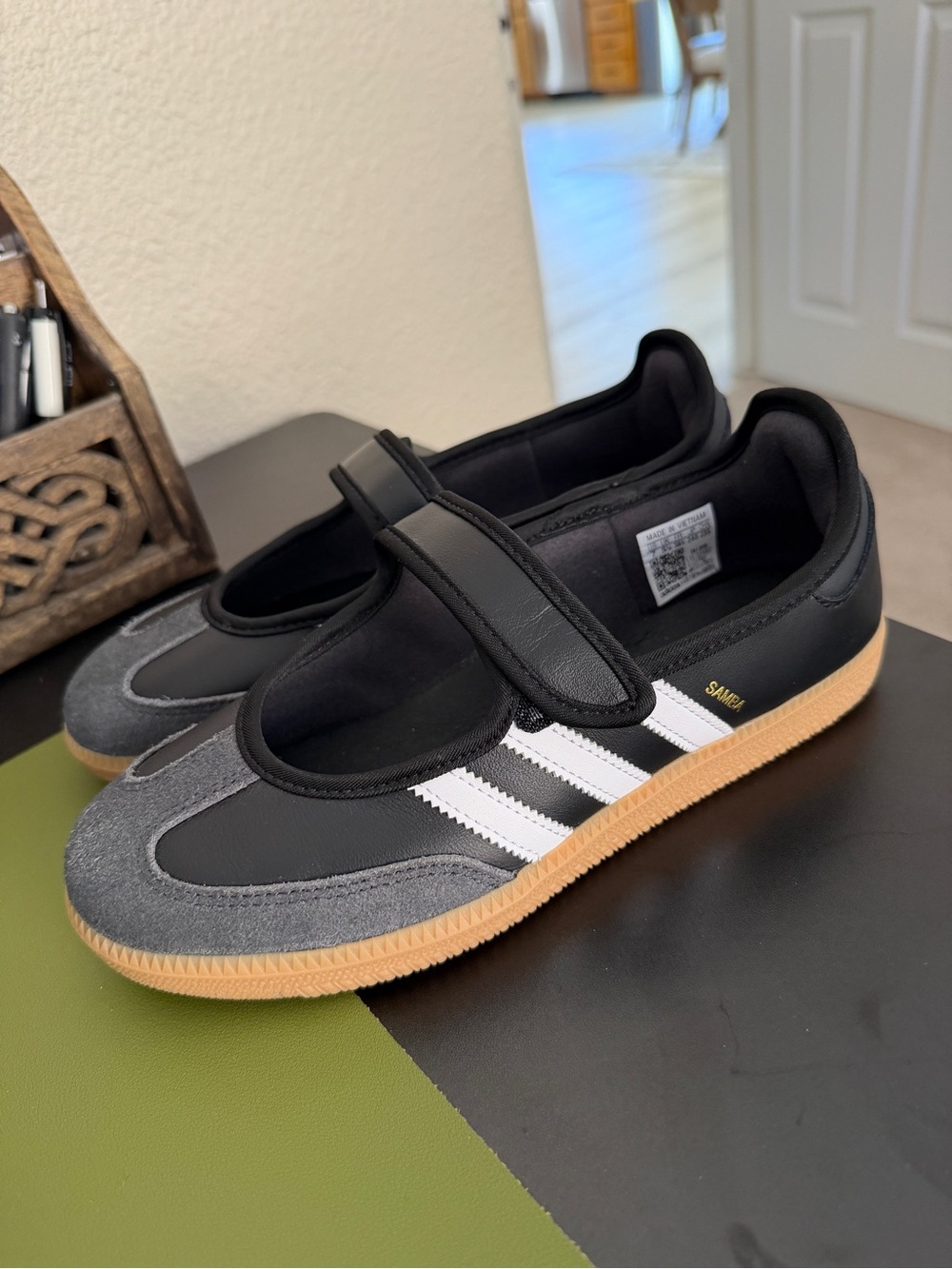 Women’s Adidas Mary Jane Sneakers with White Stripes - Picture 2 of 6